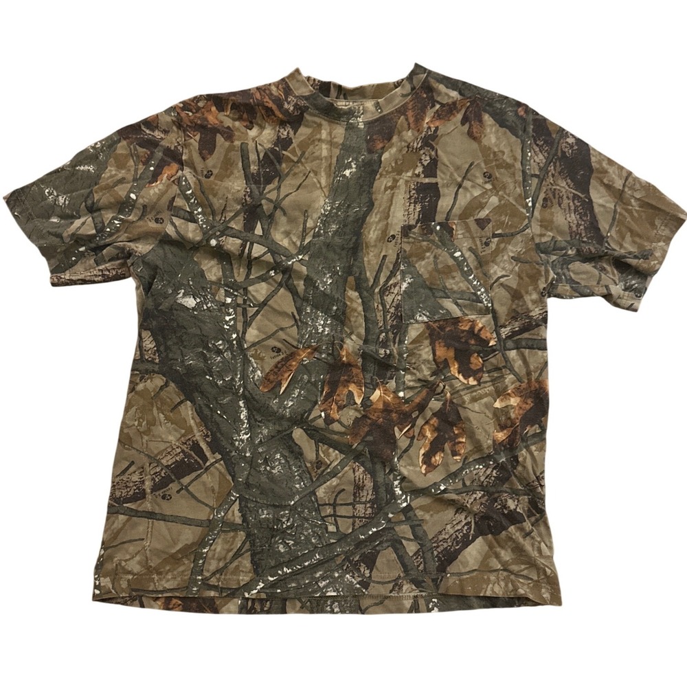 Outfitters Ridge Mens Camo Pocket T-Shirt Size Large Hunting Fishing Cotton Tee